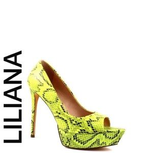 Liliana Snake Skin Open Toe Platform High Heels